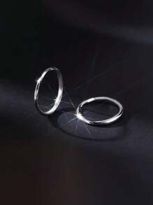 Nooxian 2套簡單不鏽鋼玫瑰金戒指套裝,適合女性