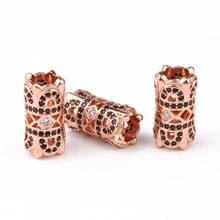 每批3個,15*8mm中空圓柱形cz微鋪珠子,diy手鏈製作配件