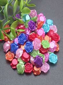 100入組彩色1.33公分塑料散珠人造珍珠玫瑰頭間隔珠DIY手工手鍊項鍊珠寶工藝配件 - 彩色 - 查看 1