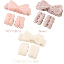 3入組水療頭帶手腕洗手帶套裝,洗臉用頭帶和手帶套裝,適用於女性化妝瑜伽 - 彩色 - 查看 8