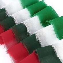 1卷5米x 40毫米聖誕手撕絹帶,帶有織邊緣,可用於diy聖誕樹裝飾,打結,花束,包裝