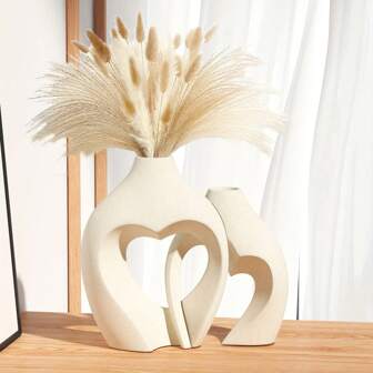 NJCHARMS 2pcs Ceramic Vase Set, Nordic Minimalist Modern Vase Bookshelf Decoration, Donut Bohemian Aesthetic Vase, Stylish Home Living Room Entrance Coffee Table Decoration,Home Decor,Flower Vase,Centerpiece,Table Decor