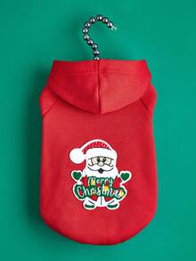 1pc Christmas Pet Fleece Hoodie, Soft & Cozy, Warm For Both Indoor And Outdoor Use, Cat & Dog Clothes