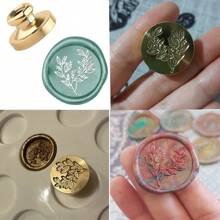 CYFUN DESIGN 1pc 25mm Brass Wax Seal Stamp Head (No Handle) With Vintage Botanical Design For Diy Wedding Party Invitation, Envelope, Gift Packing Decoration Back To School