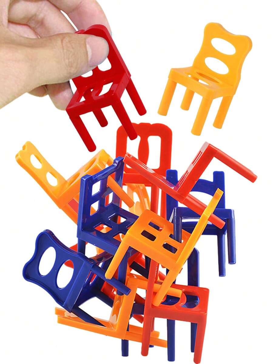 24±Pcs/Set Stacking Chairs DIY Balance Chair Stool Gathering Puzzle Board Game Color Chair Stacking Toys (Random Delivery) - Multicolor - View 1