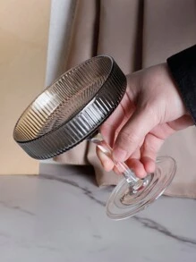 1個簡約灰色條紋高腳食品飲料杯,適用於商業或家庭使用,容量160ml - 淺灰色 - 查看 3