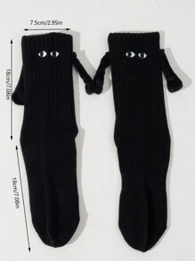 1雙,磁力情侶牽手襪男女搞笑中筒襪運動襪秋冬女襪