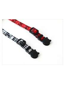 1入組黑色和紅色尼龍聖誕系列寵物項圈,雪花蝴蝶結狗項圈貓狗項圈,適用於室內外使用 - 紅色 - 查看 5