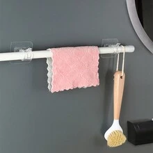 2 件裝窗簾桿支架免鑽孔自黏窗簾桿支架免釘可調式窗簾桿掛鉤浴室廚房浴室飯店窗簾掛鉤