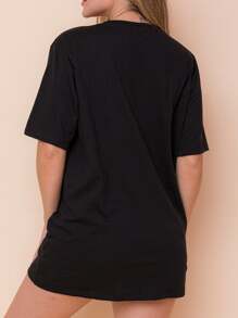 Women's Oversized Team Jesus T-Shirt - 黑色 - 查看 2