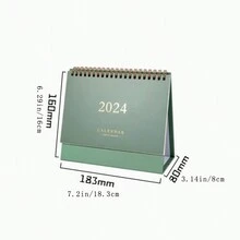 2024年摩蘭迪色彩桌曆,桌上裝飾用日曆,1pc - 綠色 - 查看 5