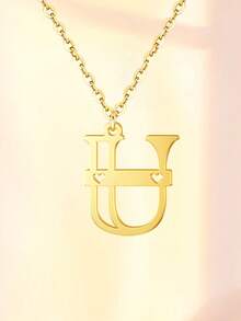 1入戈特字母項鍊女用不鏽鋼鍍金吊墜鏈子奶昔項鍊美學emo珠寶禮物