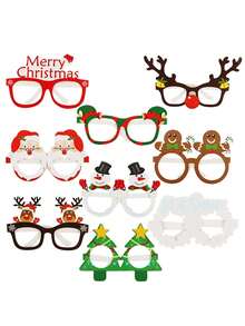 9pcs 3D Tiệc Giáng sinh Giấy Kính , Dễ thương Ông già Noen , Người tuyết , Cây thông noel Mô hình Trang trí Kính , Giáng sinh Đồ trang trí - Nhiều màu - Xem 1