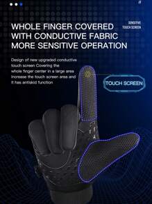 1 Cặp Găng tay đạp xe thể thao ngoài trời Unisex chống trượt ấm áp màn hình cảm ứng chống gió và chống nước, thích hợp cho việc đạp xe ngoài trời và đi làm để giữ ấm - màu đen - Xem 3