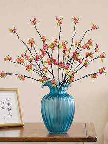 3pcs仿真单枝双色迷你小苹果枝中式田园复古家居装饰花艺摆件家居装饰平安果室内摆件温馨假花仿真花仿真植物苹果 - 紅色 - 查看 5