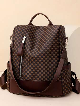 反盜版彩塊背包 輕便便攜 經典休閒 適用於十幾歲少女、女性、大學生、新手及白領工作者學校、戶外、旅遊、戶外活動、工作、商務、通勤、購物、書包、便攜、筆電隔層、大容量、適用於十幾歲少女、女性、大學生、准大學生、中學生、國民小學、辦公室