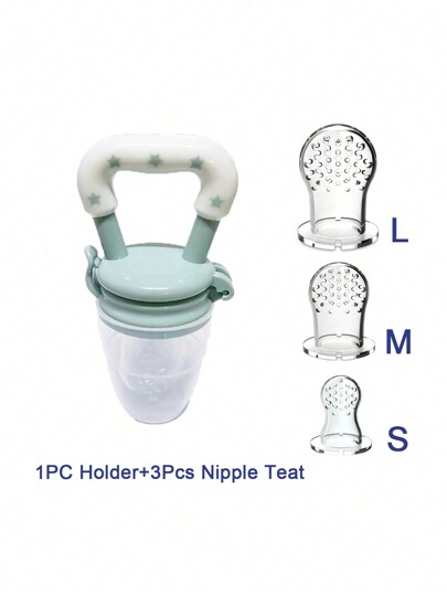 1pc Light Grey Infant Silicone Fruit & Vegetable Feeder Teething Toy, Soft & Chewy, Suitable For Daily Feeding