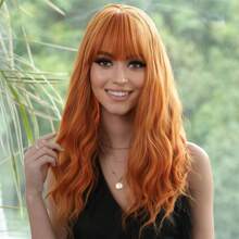 铜橙色彩色波浪假发 20 英寸齐肩波浪发合成纤维，适合女性日常使用角色扮演派对度假节日自然可爱时髦休闲简约浪漫万圣节圣诞服装使用耐热假发