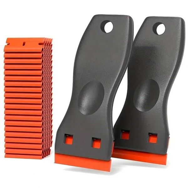 2 Pezzi Strumento Raschietto A Lame In Plastica: Rimuove Senza Sforzo La Vernice Murale, Adesivi Per Vinile Ed Altro Ancora - Con Kit Di 10 Lame Incluse