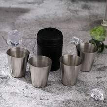 4入組加厚便攜酒杯與儲物杯,30ml戶外便攜酒杯,不銹鋼便攜式冷飲杯