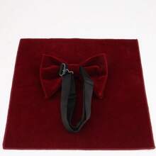 時尚男士純色駱駝絨蝴蝶領結和口袋方巾套裝,蝴蝶結,適用於新郎、婚禮、派對、節日、西裝配件