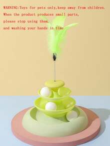 1pc Feather Teaser Wand & Rotating Ball Combination Pet Toy Set For Cats - Green - View 6