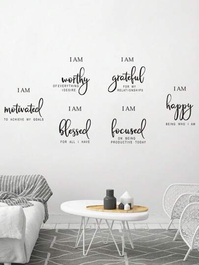 6 Piezas De Calcomanías De Pared Inspiradoras - Pegatinas De Pared Motivacionales - Decoración De Arte De Pared De Oficina Y Dormitorio - Citas Y Refranes Positivos - Afirmaciones Diarias Para Hombres, Mujeres Y Niños