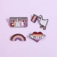 批發彩虹&國旗&卡通鴨子&心形&女孩英文徽章&蝴蝶形合金胸針,附註有英文詞語