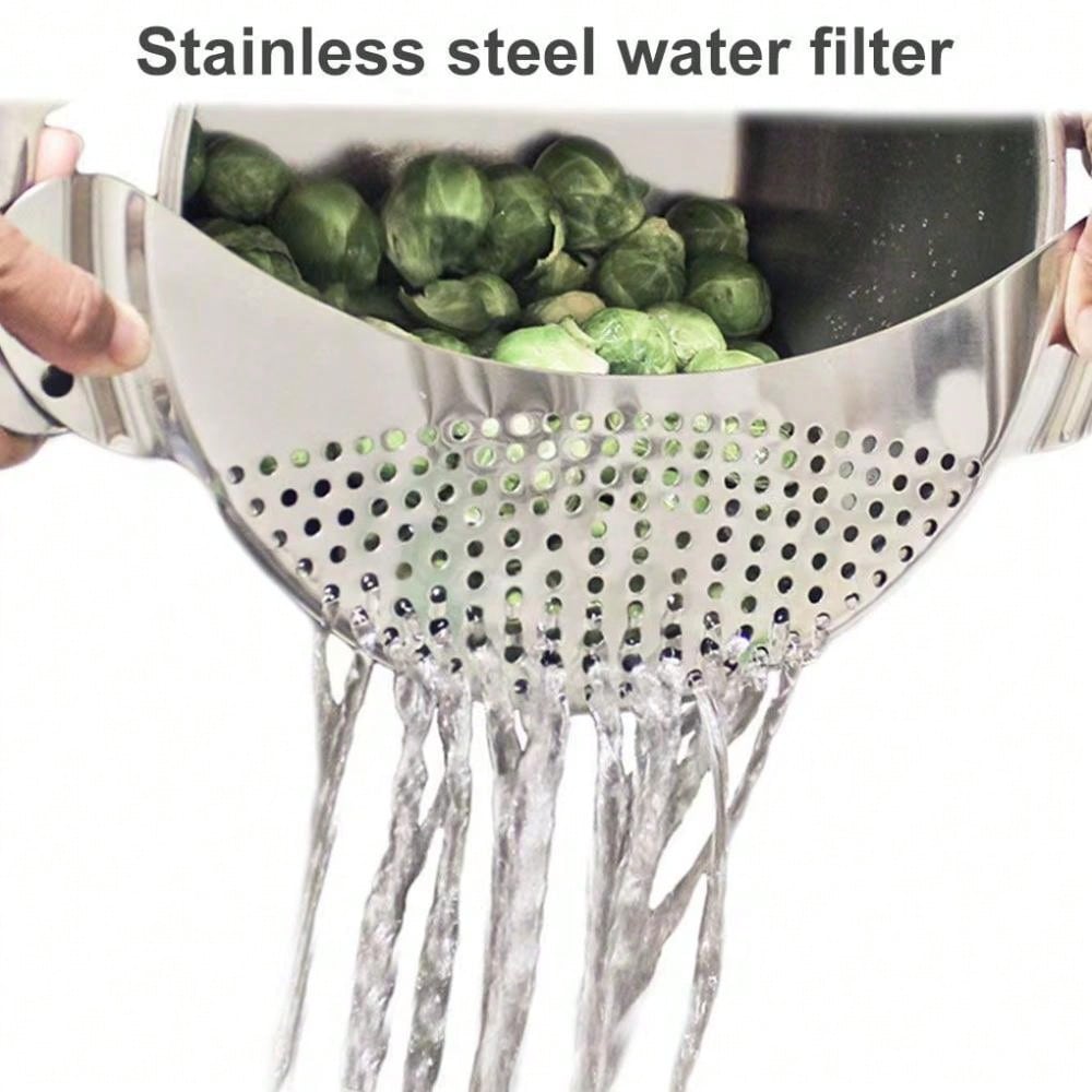 1pc Kitchen Stainless Steel Pot Strainer, Hand Held Pot Drainer, Fruit