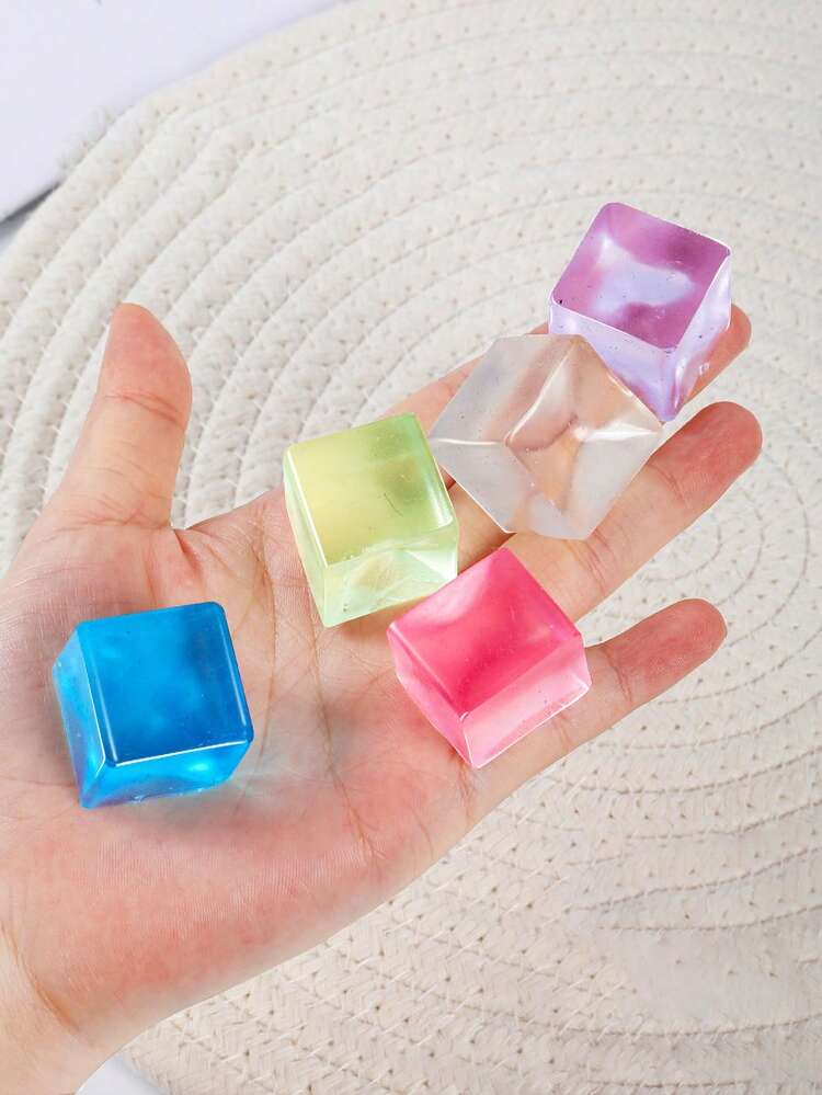 10 Squishy Cubetti Di Ghiaccio - Giocattoli Morbidi Antistress Per Bambini E Adulti - Colorati E Portatili