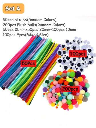 多种选择可供选择 DIY 手工玩具套装 儿童创意彩色 DIY 眼睛绒球 手工管 可爱娃娃制作材料 工艺绒球 彩色、毡尖、儿童工艺套装、工艺套装>DIY 玩具制作套件、玩具眼睛、橡皮泥、男孩工艺套件、DIY 工艺套件、娃娃制作、儿童艺术和工艺品、儿童工艺品、工艺套件