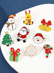 1個可愛的聖誕老人、雪人、雪花和聖誕樹diy金屬製徽章裝飾配件,適用於包裝吊飾聖誕禮物情人節時尚潮流青少年女性大學生教師新手和白領工人背包徽章