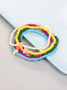 Set de pulsera con cuentas de flores elásticas, 3 piezas/juego, color aleatorio - Multicolor - Ver 4