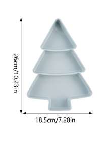 1入藍色聖誕樹間隔乾果盤家用零食盤塑料糖果盤瓜子盤水果盒