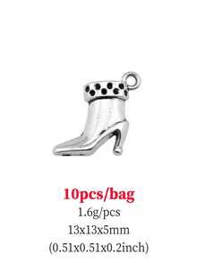 10入/袋13x13x5mm(0.51x0.51x0.2英寸)古銀色3d靴子鞋墜飾,適用於diy珠寶製作 - 古銀色-10pcs - 查看 4