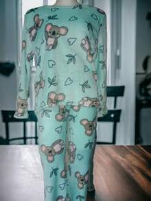 pijama polar para dama calientita conjunto 2 piezas playera y pantalón - Verde - Ver 3