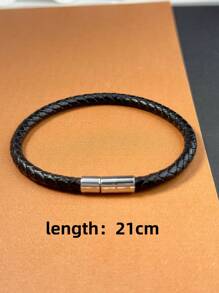 2pcs/pack Modern Popular Men's Bracelets For Jewelry Accessory, Simple & Chic Look, Buckle Design Leather Rope Bracelet - black plus brown - View 5