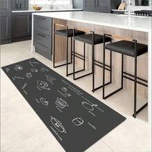 1pc Anti-fatigue Kitchen Floor Mat, Waterproof & Oilproof & Easy To Clean, Crystal Velvet Soft Non-slip Rug For Home - Dark Grey - View 5