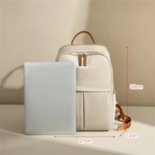 奢華2023夏天趨勢女性後背包14英寸電腦包包旅行學生書包青少年女孩書包 - 米色 - 查看 7