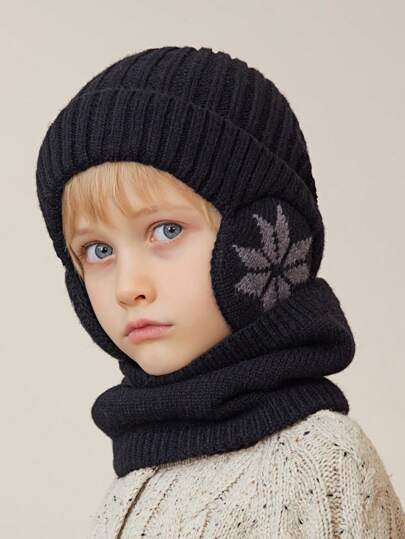 2pcs/Set Kids Winter Hat And Scarf Set, Knitted Beanie And Scarf For Outdoor Skiing, Ages 3-12