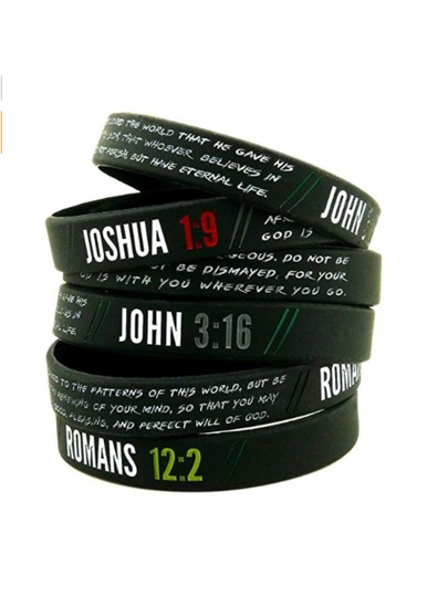 1PC Christian Inspirational bible verse rubber bracelet silicone wristband