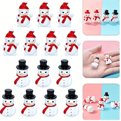 10pcs Mixed Style Christmas Resin Cute 3d Snowman Miniature Figurines Toys Cream Clay Phone Case Decor Accessories,Christmas