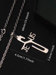 1pc Jesus Cross Stainless Steel Necklace