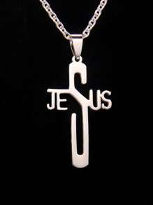 1pc Jesus Cross Stainless Steel Necklace