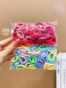 2packs/200pcs Girl's Mini Colorful Hair Ties - Multicolor - View 5