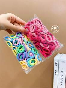2packs/200pcs Girl's Mini Colorful Hair Ties - Multicolor - View 4