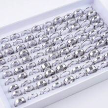 10pcs/pack Fashionable Simple Stainless Steel Flat Plain Band Ring (2/4/6/8mm) Suitable For Men, Engagement, Wedding, Party Gift