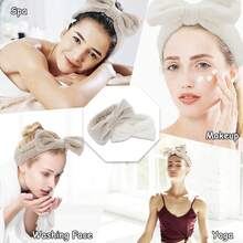 3入組水療頭帶手腕洗手帶套裝,洗臉用頭帶和手帶套裝,適用於女性化妝瑜伽 - 彩色 - 查看 5