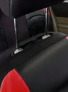 Universal Pu Leather 5-seats Car Seat Covers With Embossed Design, Red And Black, Suitable For Small And Medium-sized Cars - Red - View 5