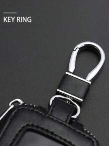 1pc Universal Car Key Fob Case Car Smart Key Fob Holder For Remote Key Fob Car Keychain Car Key Chain Key Holder Key Case - Black - View 3
